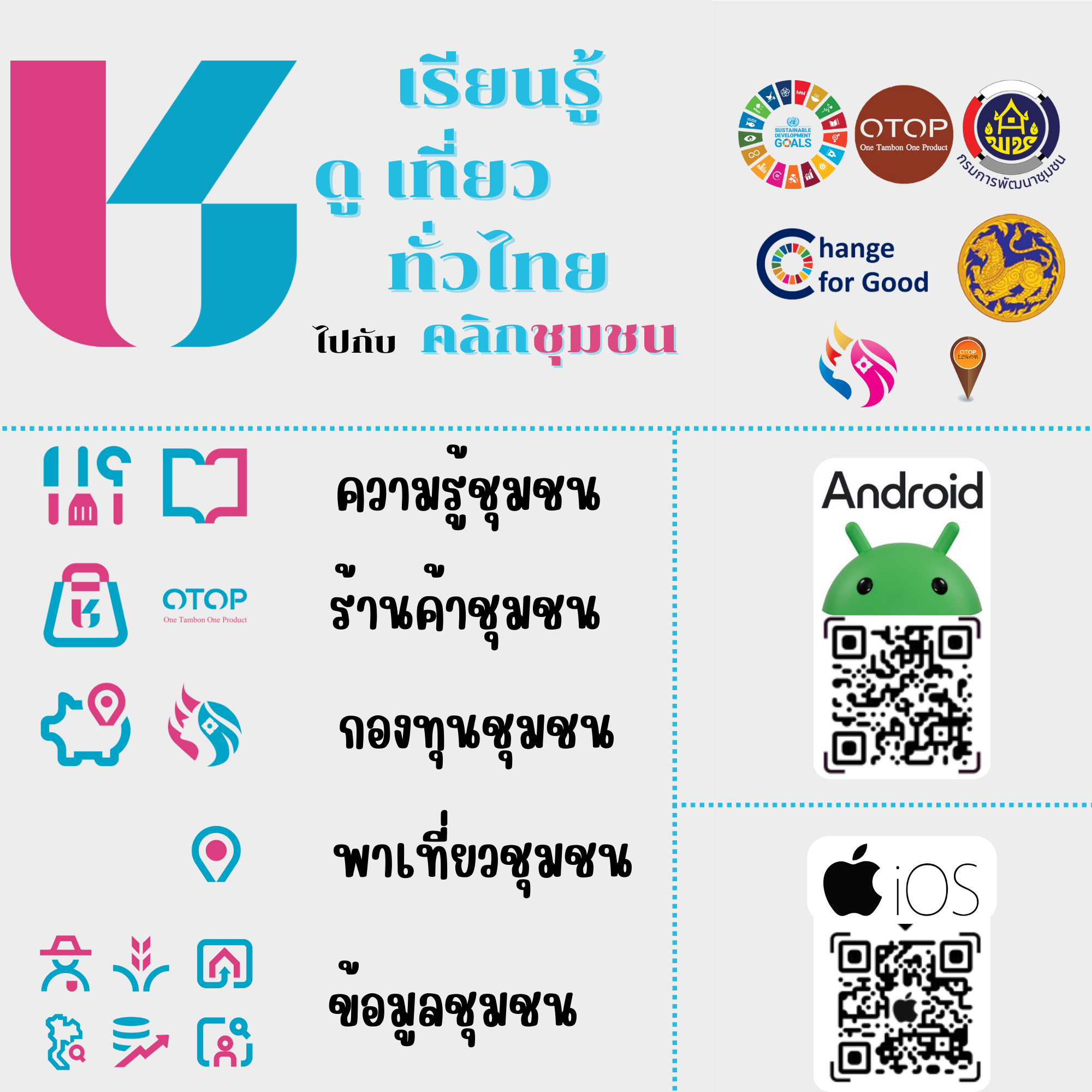ประชาสัมพันธ์เชิญชวนดาวน์โหลดและใช้งานแอพพลิเคชั่น "Click ชุมชน"