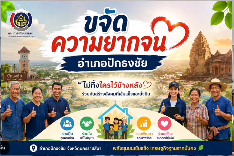 สรุปกิจกรรมการช่วยเหลือครัวเรือนเปราะบางในพื้นที่อำเภอปักธงชัย โดยได้รับการสนับสนุนและความร่วมมือจากทุกภาคส่วน ทััง หน่วยงานภาครัฐและเอกชน ผู้นำท้องที่ เพื่อมุ่งเน้นให้ครัวเรือนสามารถพึ่งตนเอง มีอาชีพ มีรายได้ และมีคุณภาพชีวิตที่ดีขึ้น